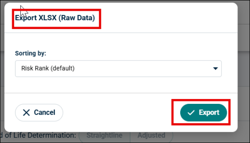 Export XLSX (Raw Data) button